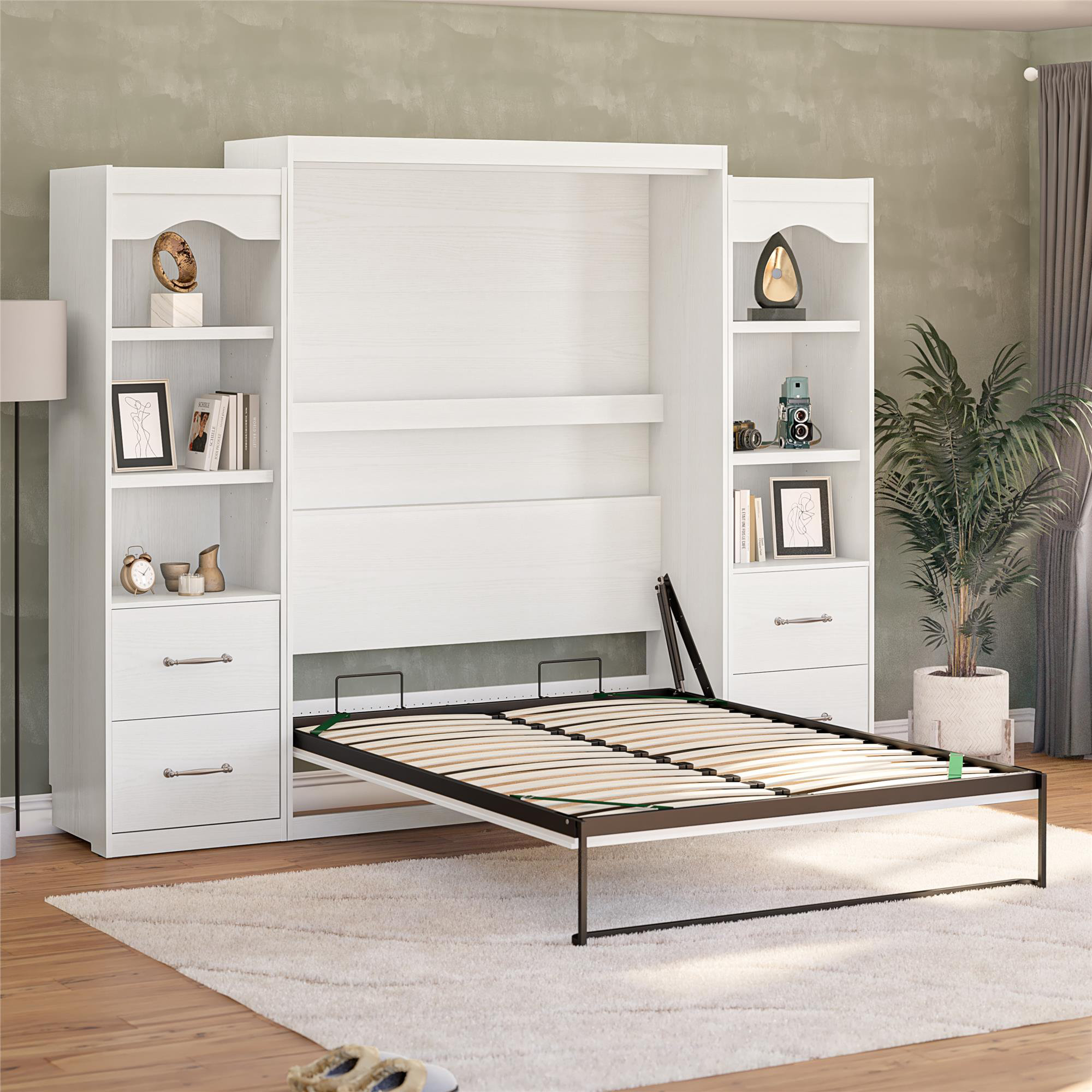 Novogratz Her Majesty Murphy Bed Bundle - Queen Wall Bed & 2